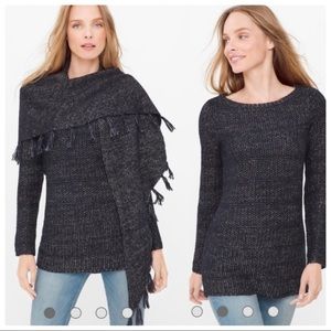 White House Black Market Metallic Knit, Removable scarf pull over Sweater